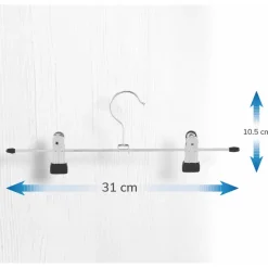 20 Stuks Broekhangers met Knijpers- Stevige Kleding Hangers Zilver en Zwart