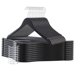 20 stuks Massief Houten Kledinghangers - Esdoorn Hout - Glad Oppervlak - Zwart