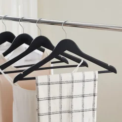 20 stuks Massief Houten Kledinghangers - Esdoorn Hout - Glad Oppervlak - Zwart