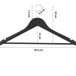 20 stuks Massief Houten Kledinghangers - Esdoorn Hout - Glad Oppervlak - Zwart