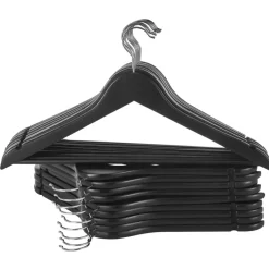 20 stuks Massief Houten Kledinghangers - Esdoorn Hout - Glad Oppervlak - Zwart