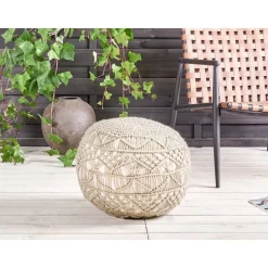 AADHI - Poef - Beige - 50 x 50 cm - Synthetisch materiaal