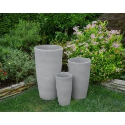 ABDERA - Bloempot set van 2 - Grijs - Klein - Stenenmix