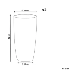 ABDERA - Bloempot set van 2 - Grijs - Klein - Stenenmix