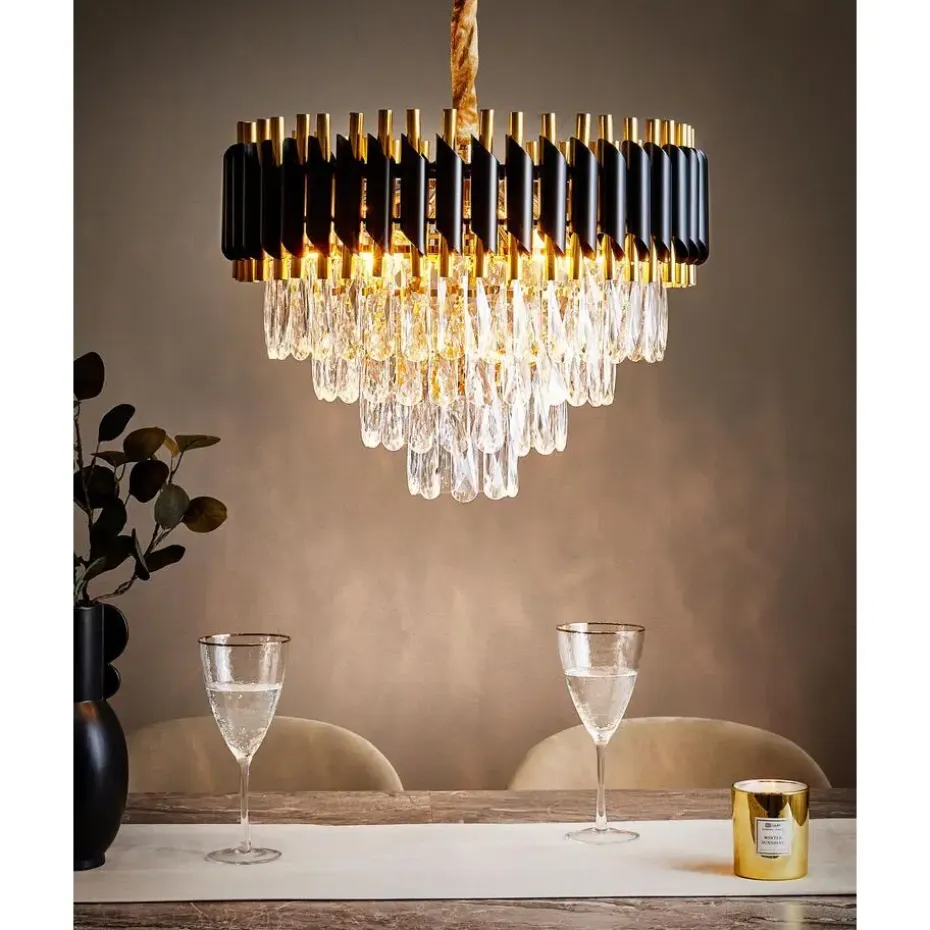 ABELLAS - Kroonluchter - Goud/Zwart - Metaal