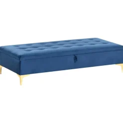 ABERDEEN - Ottomaan met opbergruimte - Marineblauw - Fluweel