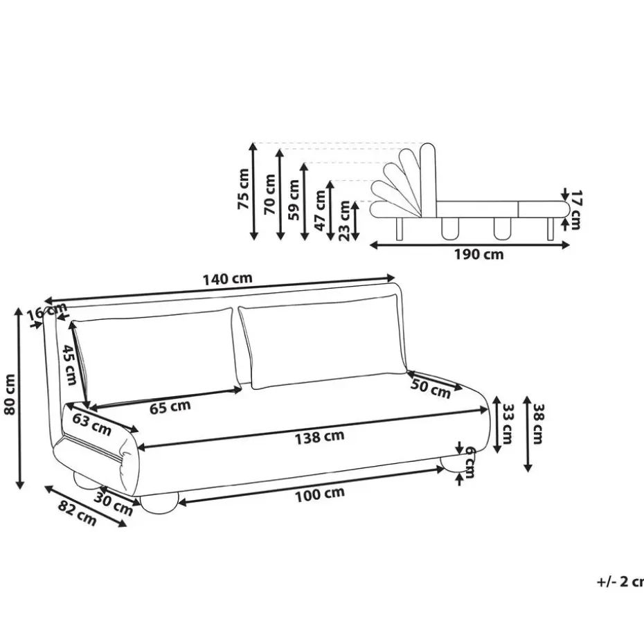 ABISKO - Slaapbank 2-zits - Donkergrijs - Kunstlinnen