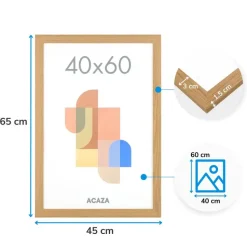 ACAZA Fotokader - Fotolijst in MDF van 40x60 cm - Warm Oak - Plexiglas