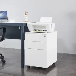 Afsluitbaar ladeblok / bureaukast 39x60 cm - 3 lades - Wit