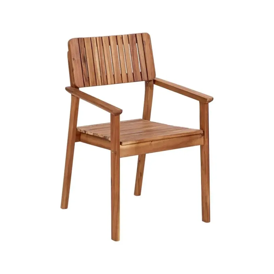 AGELLO - Tuinset voor 4 met parasol - Lichthout - Acaciahout