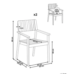 AGELLO- Tuinstoel set van 2 - Lichthout - Acaciahout