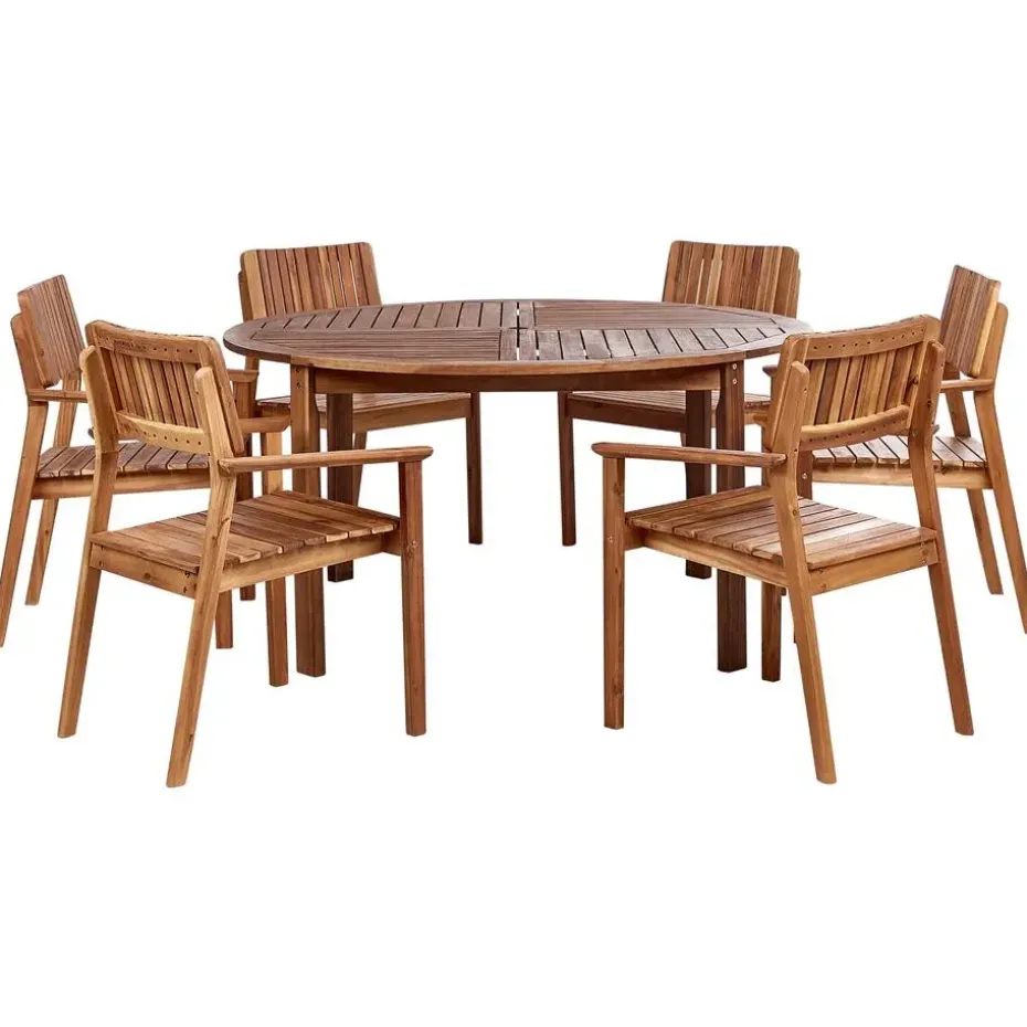 AGELLO/TOLVE - Tuinset voor 6 - Lichthout - Acaciahout