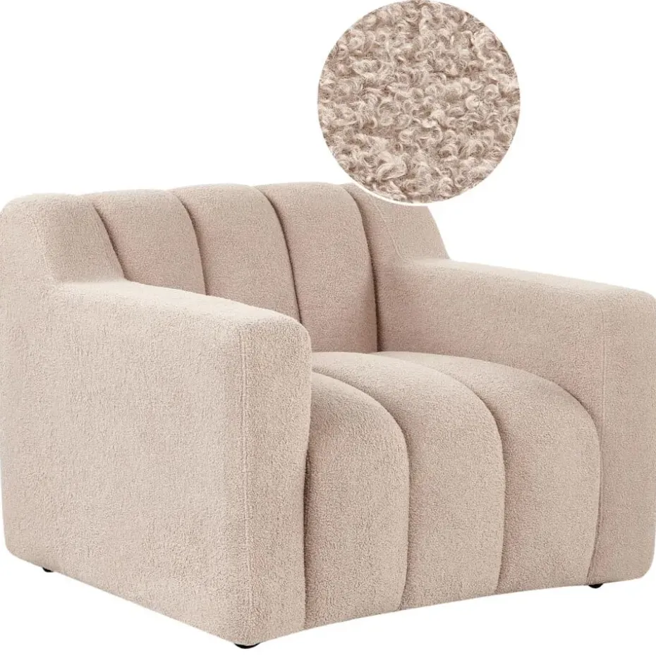 AGERUP - Fauteuil - Beige - Bouclé