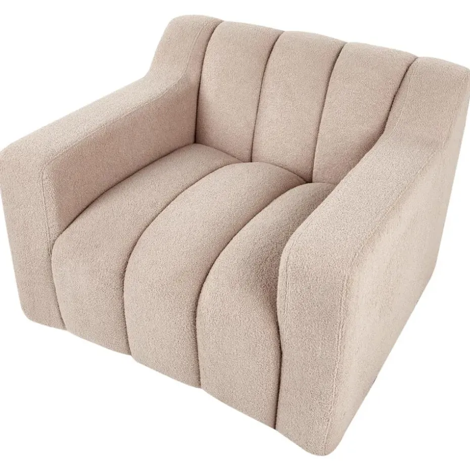 AGERUP - Fauteuil - Beige - Bouclé