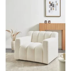 AGERUP - Fauteuil - Gebroken wit - Bouclé