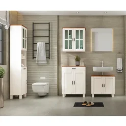 Alby - Wandkast met 2 deuren van grenen in wit