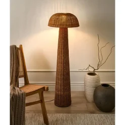 ALERO - Staande lamp - Bruin - Rotan