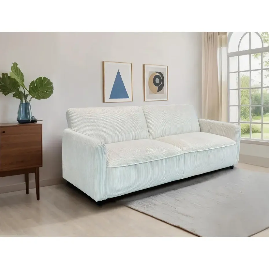 Alicia - Slaapbank 3-zits in crèmekleurige stof