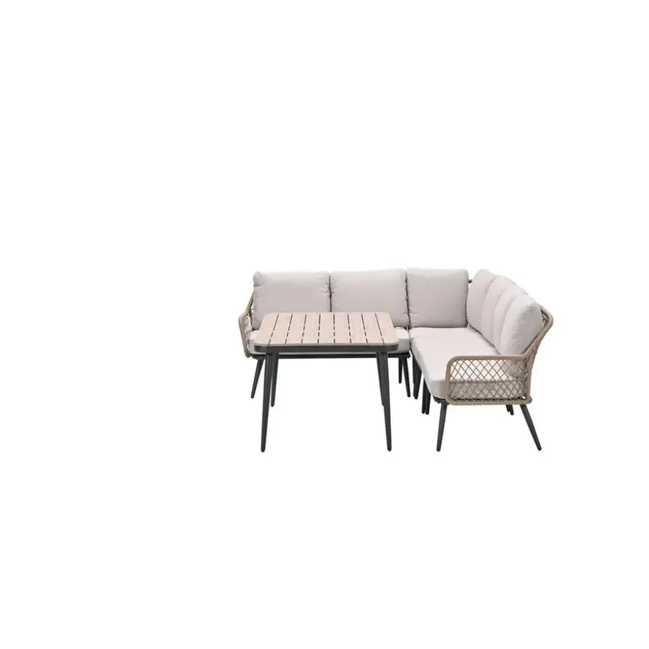 Allasio lounge-dining hoekset - 5-dlg. - c.black - desert sand - VW