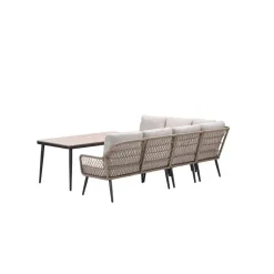 Allasio lounge-dining hoekset - 5-dlg. - c.black - desert sand - VW