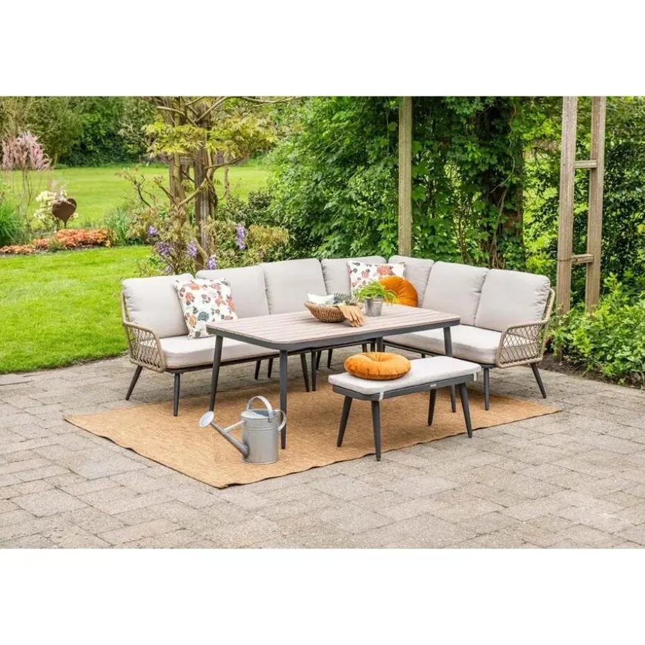 Allasio lounge-dining hoekset - 5-dlg. - c.black - desert sand - VW