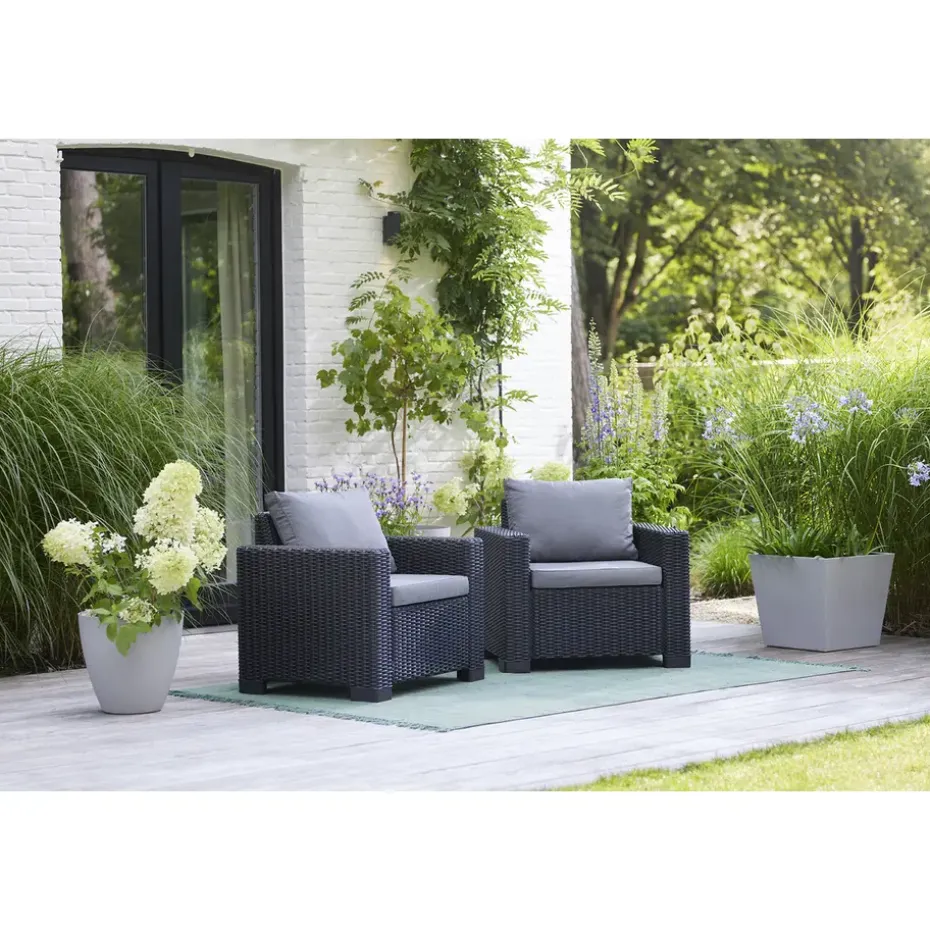 Allibert California Tuinstoel - 2 stuks - Grafiet