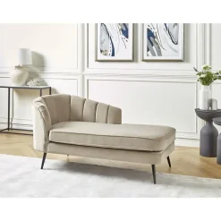 ALLIER - Chaise longue - Beige - Linkerzijde - Fluweel