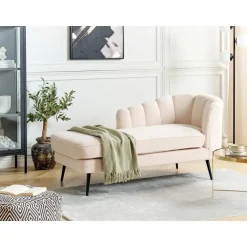 ALLIER - Chaise longue - Beige - Rechterzijde - Bouclé