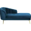 ALLIER - Chaise longue - Blauw - Linkerzijde - Fluweel