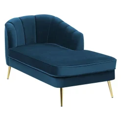 ALLIER - Chaise longue - Blauw - Linkerzijde - Fluweel