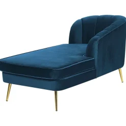 ALLIER - Chaise longue - Blauw - Linkerzijde - Fluweel