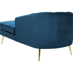 ALLIER - Chaise longue - Blauw - Linkerzijde - Fluweel