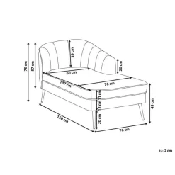 ALLIER - Chaise longue - Grijs - Linkerzijde - Fluweel