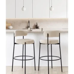 ALLISON - Barkruk set van 2 - Lichtbeige - Bouclé