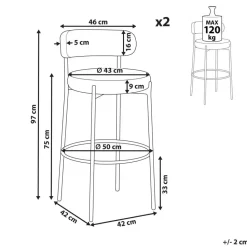 ALLISON - Barkruk set van 2 - Lichtbeige - Bouclé