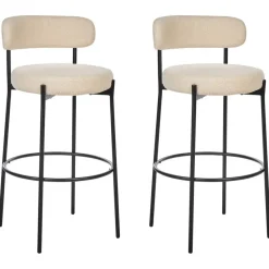 ALLISON - Barkruk set van 2 - Lichtbeige - Bouclé