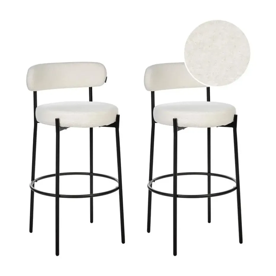 ALLISON - Barkruk set van 2 - Wit - Bouclé