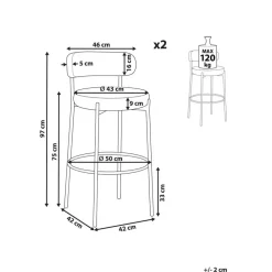 ALLISON - Barkruk set van 2 - Wit - Bouclé