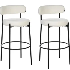 ALLISON - Barkruk set van 2 - Wit - Bouclé