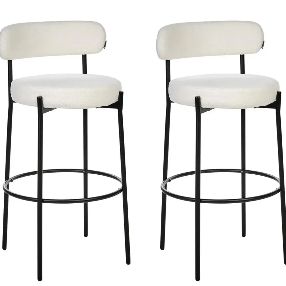 ALLISON - Barkruk set van 2 - Wit - Bouclé