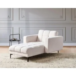 ALNES - Chaise longue - Wit - Polyester