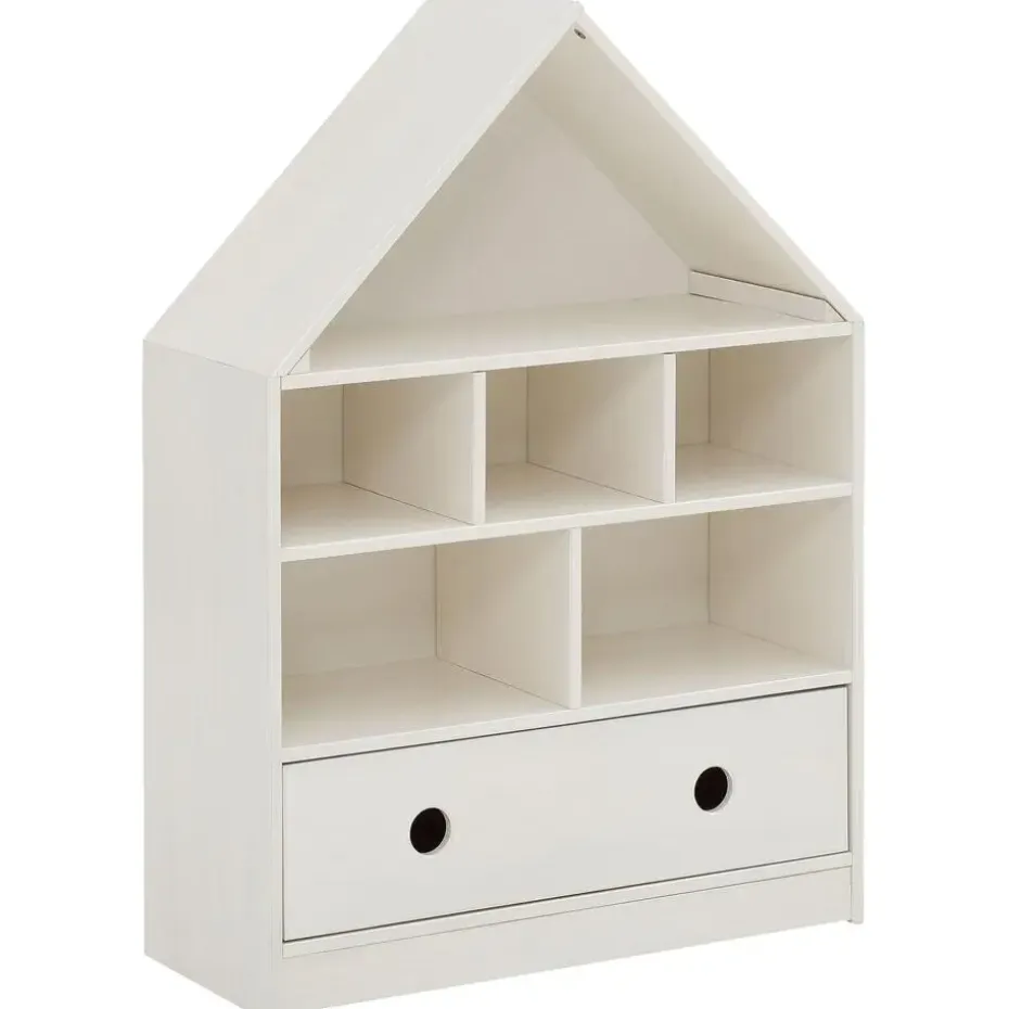Alpi - Boekenkast met dak en 1 lade in wit gelakt grenen