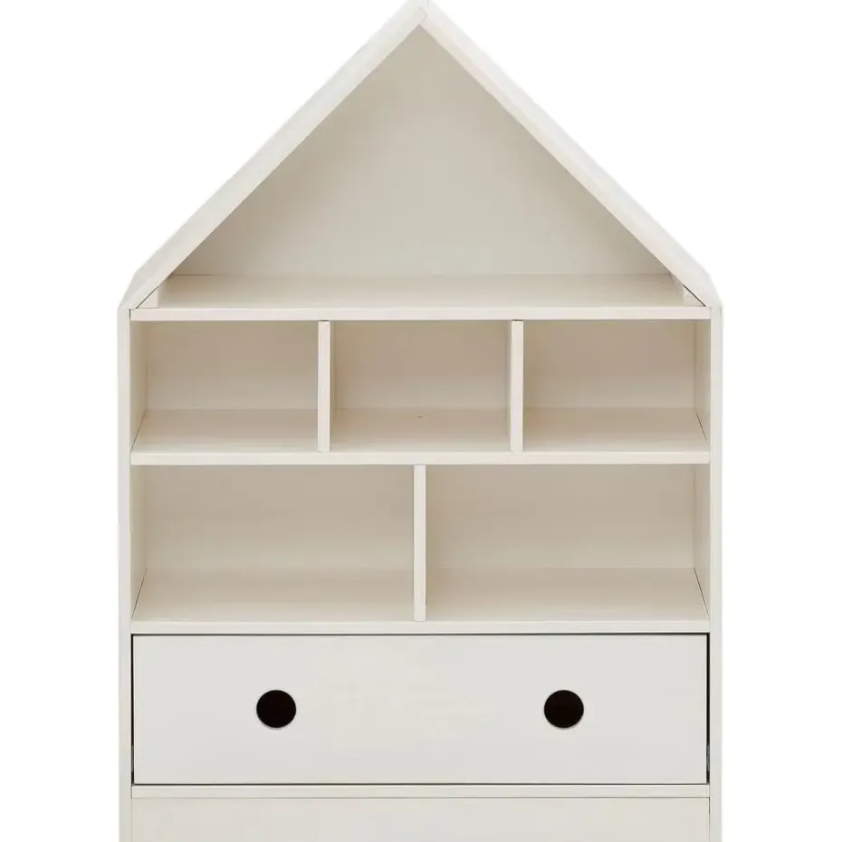 Alpi - Boekenkast met dak en 1 lade in wit gelakt grenen