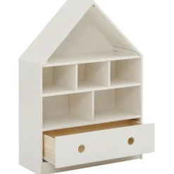 Alpi - Boekenkast met dak en 1 lade in wit gelakt grenen