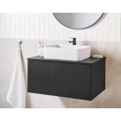 ALZIRA - Badkamermeubel - Zwart - 80 x 52 cm - Hout