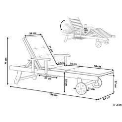AMANTEA - Ligstoel - Donkere houtkleur/Gestreept - Acaciahout