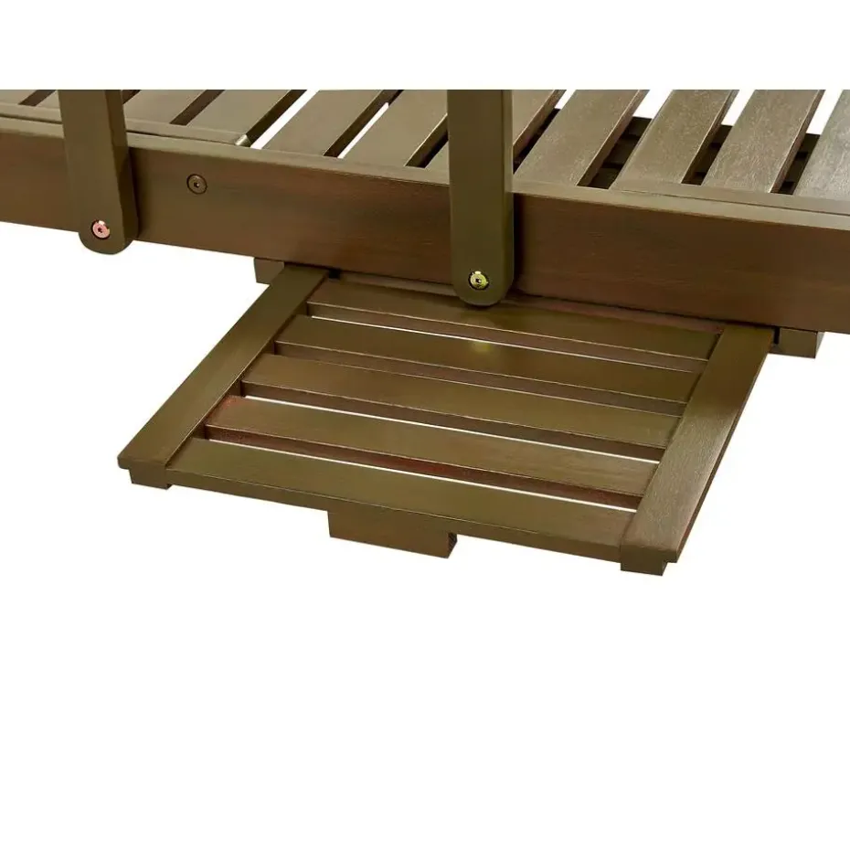 AMANTEA - Ligstoel - Donkere houtkleur/Gestreept - Acaciahout