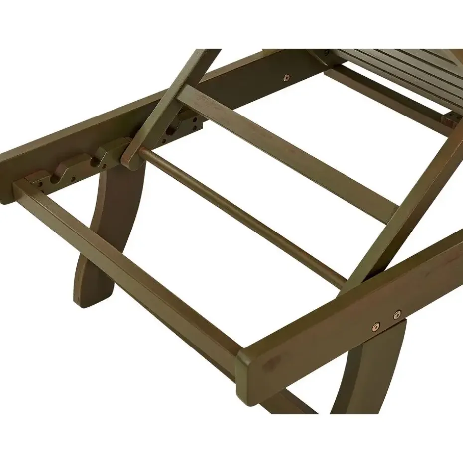 AMANTEA - Ligstoel - Donkere houtkleur/Gestreept - Acaciahout