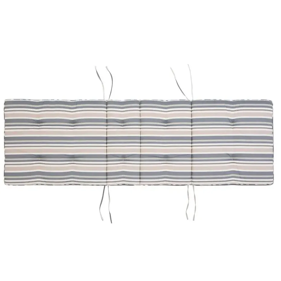 AMANTEA - Ligstoel - Donkere houtkleur/Gestreept - Acaciahout