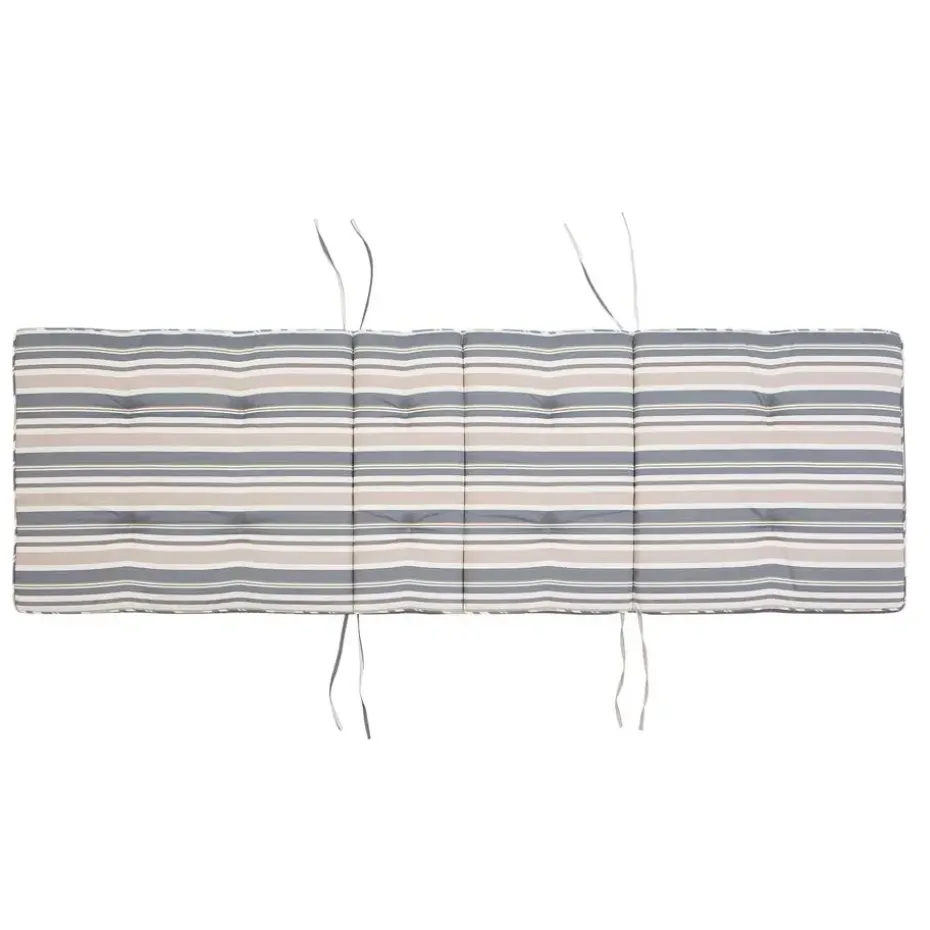 AMANTEA - Ligstoel - Donkere houtkleur/Gestreept - Acaciahout